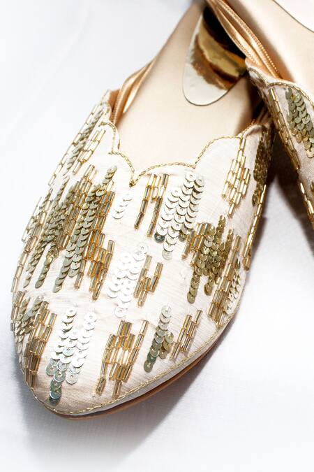 Foot Fuel Cream Sequoia Embroidered Mules Online at Aza Fashions Foot Fuel_Cream Sequoia Embroidered Mules _Online_at_Aza_Fashions