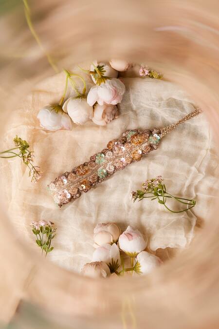 Mehraki Multi Color Cut Work, Sequins, Beads Translucent Embellished Belt Online at Aza Fashions Mehraki_Multi Color Cut Work, Sequins, Beads Translucent Embellished Belt_Online_at_Aza_Fashions