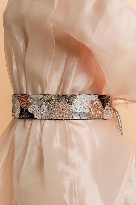 Buy Mehraki Black Cut Work, Pearls And Cutdana Embellished Wabi Belt Online at Aza Fashions Buy_Mehraki_Black Cut Work, Pearls And Cutdana Embellished Wabi Belt_Online_at_Aza_Fashions