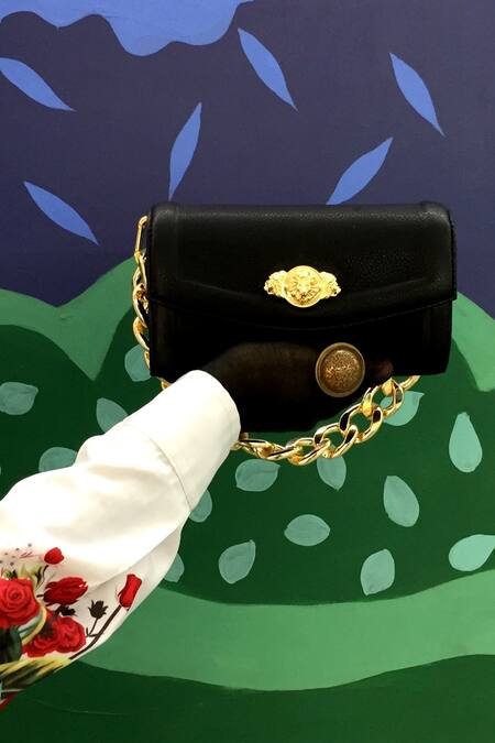 Saurav Ghosh Black Metallic Thread Pam Crain Disco Bag Online at Aza Fashions Saurav Ghosh_Black Metallic Thread Pam Crain Disco Bag_Online_at_Aza_Fashions