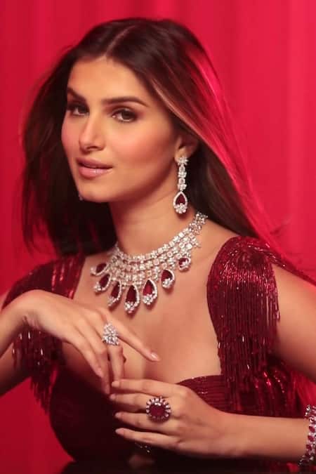 Bhawna Rao_Red Silk, Tulle Sequins, Fringe Embroidered Waist Cutout Fist Cut Gown _Online_at_Aza_Fashions