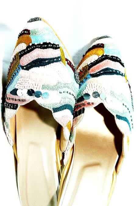 Buy_Foot Fuel_Cream Embroidery Adrian Thread Block Heels 