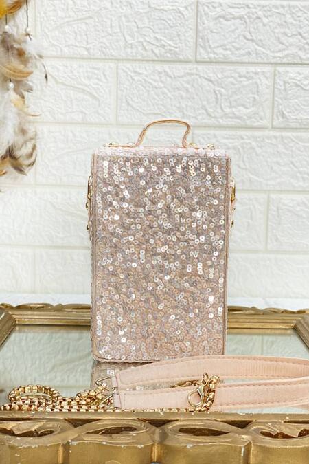 Kainiche By Mehak_Gold Embellished Rectangle Clutch Bag _Online_at_Aza_Fashions