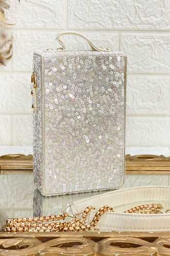 Kainiche By Mehak Silver Sequins Rectangle Embellished Clutch Bag Online at Aza Fashions Kainiche By Mehak_Silver Sequins Rectangle Embellished Clutch Bag_Online_at_Aza_Fashions