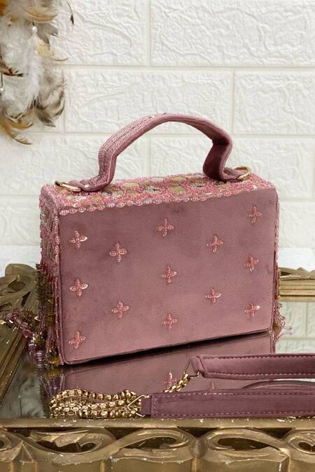 Kainiche By Mehak Pink Embellished Handwork Sequin Clutch Bag Online at Aza Fashions Kainiche By Mehak_Pink Embellished Handwork Sequin Clutch Bag _Online_at_Aza_Fashions