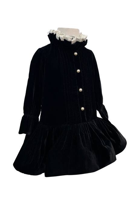 Jasmine And Alaia_Black Velvet Plain Taylor Dress_Online_at_Aza_Fashions