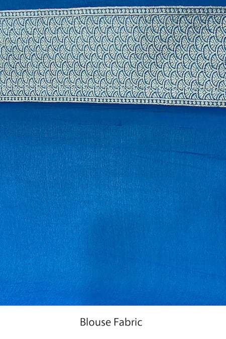 Shop_Naaritva India_Blue Handloom Cotton, Chiffon Zari Banarasi Handwoven Saree _Online_at_Aza_Fashions