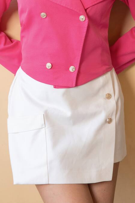 B'Infinite White Crepe Overlapped Skort at Aza Fashions B'Infinite_White Crepe Overlapped Skort_at_Aza_Fashions