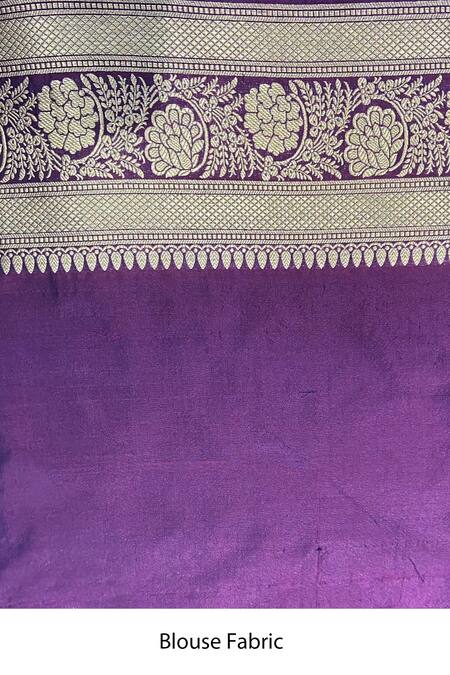 Naaritva India Purple Kota Doria Zari Floral Jaal Handwoven Banarasi Saree With Running Blouse Online at Aza Fashions Naaritva India_Purple Kota Doria Zari Floral Jaal Handwoven Banarasi Saree With Running Blouse _Online_at_Aza_Fashions