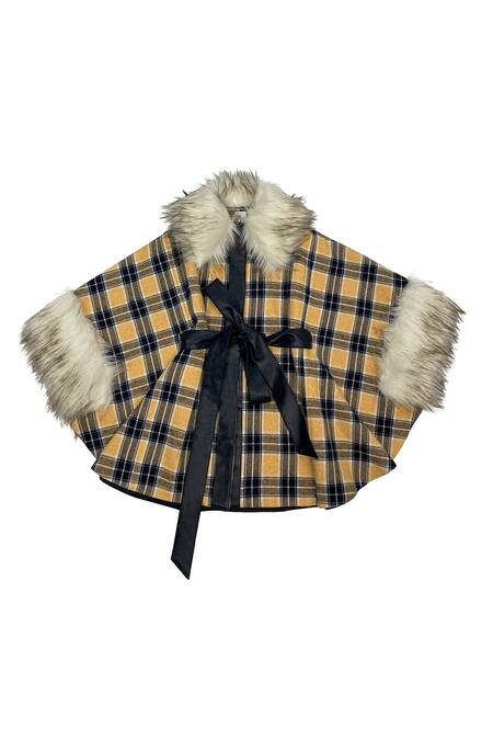 Buy_Jasmine And Alaia_Blue Plaid Checkered Alaia Cape_Online_at_Aza_Fashions