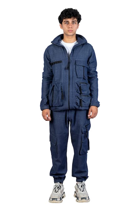 Buy_Theorem_Blue Cotton Denim Modular Exploration Summer Backpack Trouser _Online_at_Aza_Fashions