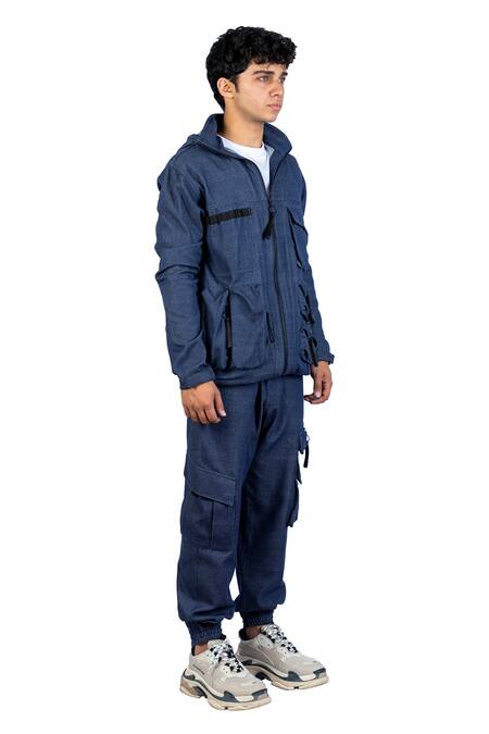 Shop_Theorem_Blue Cotton Denim Modular Exploration Summer Backpack Trouser _Online_at_Aza_Fashions