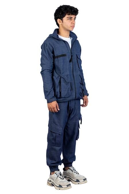 Buy_Theorem_Blue Cotton, Denim Modular Exploration Summer Backpack Jacket _Online_at_Aza_Fashions