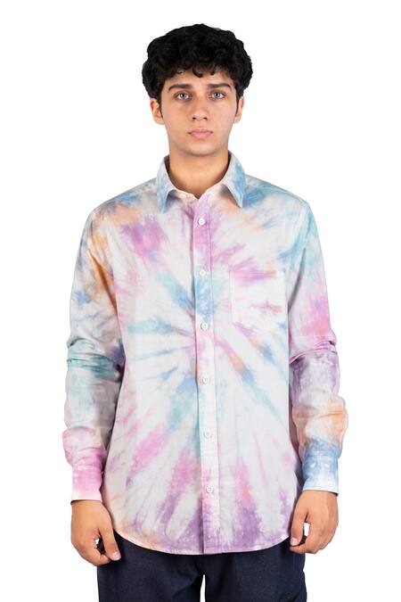 Theorem_Multi Color Cotton Spiral Tie Dye Shirt _Online_at_Aza_Fashions