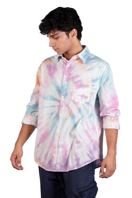 Theorem_Multi Color Cotton Spiral Tie Dye Shirt _at_Aza_Fashions