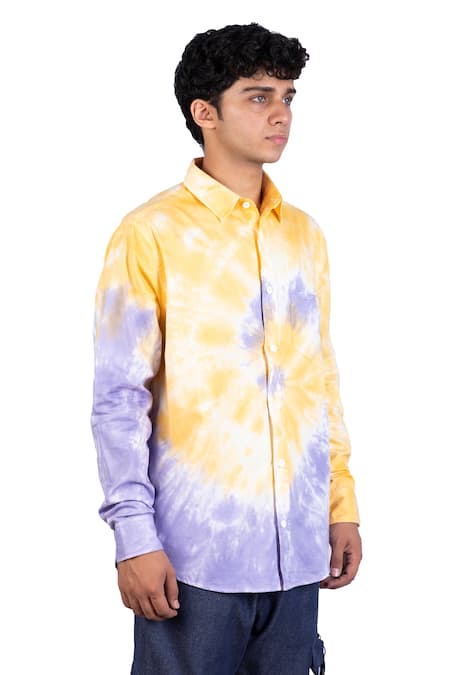 Buy_Theorem_Multi Color Cotton Sunny Spiral Tie Dye Shirt _Online_at_Aza_Fashions