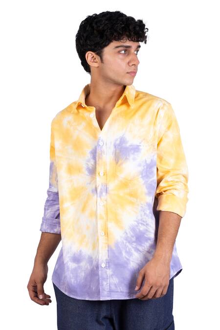 Shop_Theorem_Multi Color Cotton Sunny Spiral Tie Dye Shirt _Online_at_Aza_Fashions