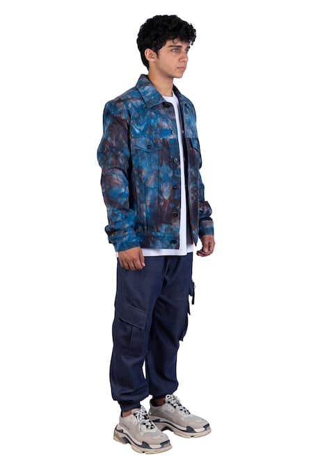 Buy_Theorem_Blue Cotton, Denim Tie Dye Jacket _Online_at_Aza_Fashions