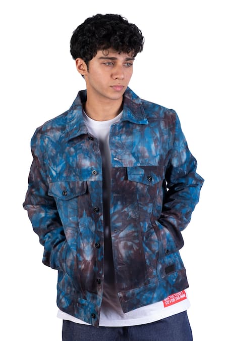 Shop_Theorem_Blue Cotton, Denim Tie Dye Jacket _Online_at_Aza_Fashions