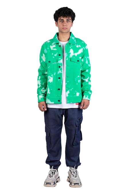Theorem_Green Cotton Tie Dye Jacket  _Online_at_Aza_Fashions