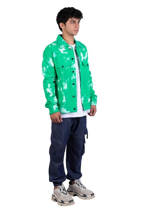 Buy_Theorem_Green Cotton Tie Dye Jacket  _Online_at_Aza_Fashions