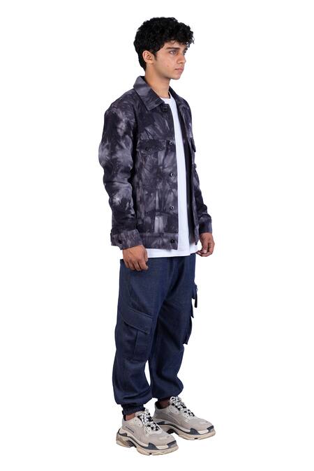 Buy_Theorem_Blue Cotton, Denim Tie Dye Jacket _Online_at_Aza_Fashions