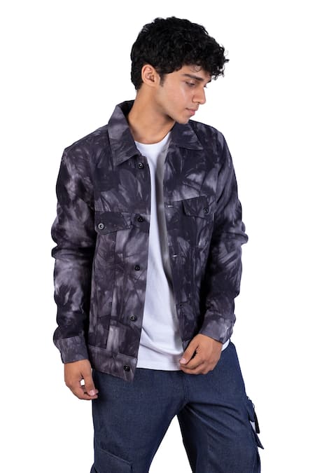 Shop_Theorem_Blue Cotton, Denim Tie Dye Jacket _Online_at_Aza_Fashions