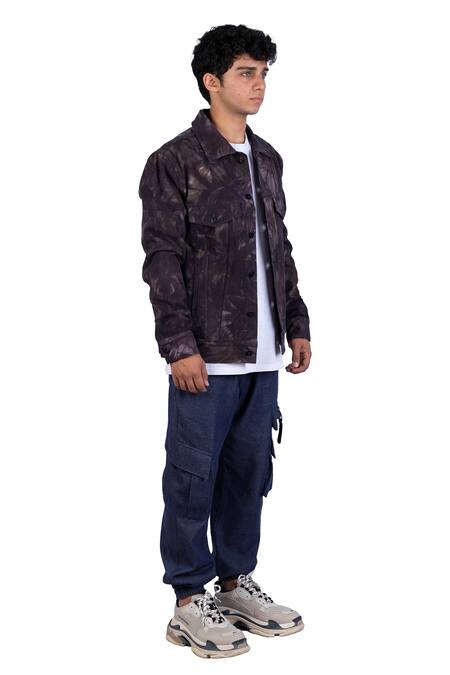 Theorem_Black Cotton, Denim Tie Dye Jacket _Online_at_Aza_Fashions
