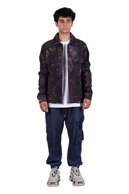 Buy_Theorem_Black Cotton, Denim Tie Dye Jacket _Online_at_Aza_Fashions