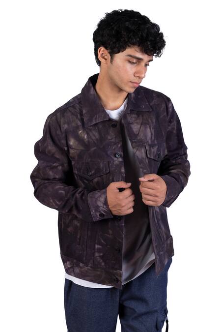 Shop_Theorem_Black Cotton, Denim Tie Dye Jacket _Online_at_Aza_Fashions