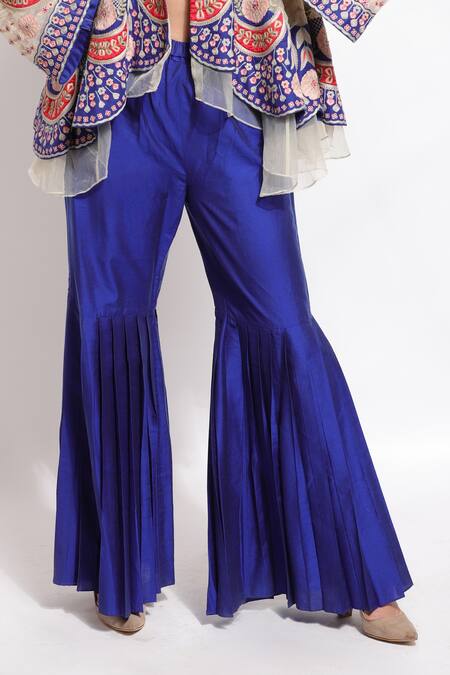 Sonali Gupta Off White Silk Hand Embroidered Thread Work Jacket Open Sharara Set Online at Aza Fashions Sonali Gupta_Off White Silk Hand Embroidered Thread Work Jacket Open Sharara Set _Online_at_Aza_Fashions