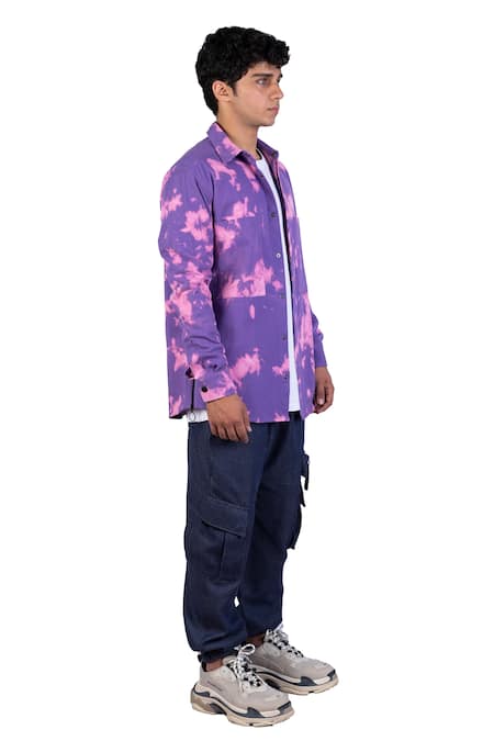 Buy_Theorem_Purple Cotton, Denim Cloud Burst Shirt _Online_at_Aza_Fashions