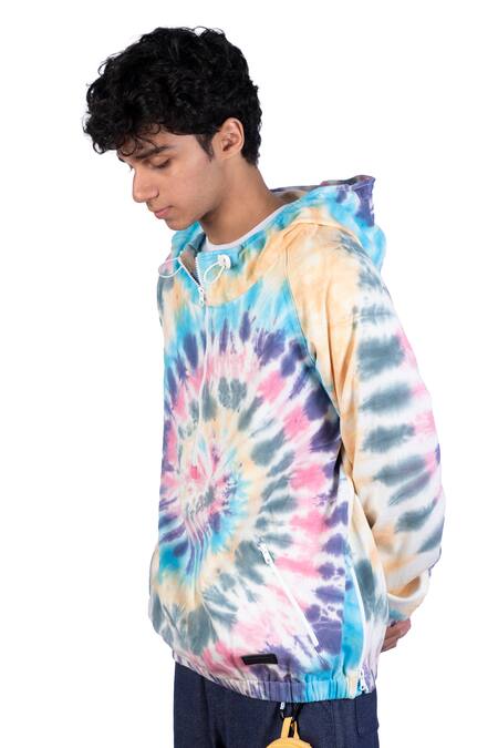 Theorem_Multi Color Cotton Tie Dye Hoodie  _at_Aza_Fashions
