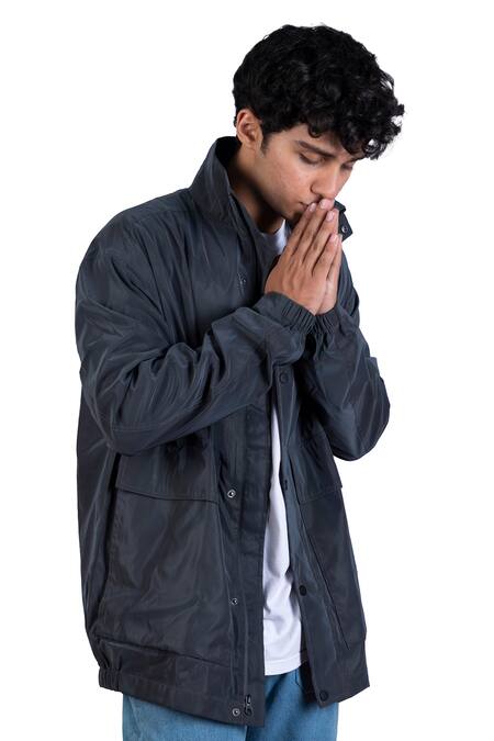 Theorem_Gray Polyester Reflective Utility Jacket _at_Aza_Fashions