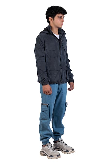Theorem_Grey Polyester Multi Pocket Reflective Jacket _Online_at_Aza_Fashions