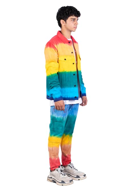Theorem_Multi Color Cotton Tie Dye Rainbow Trouser  _at_Aza_Fashions