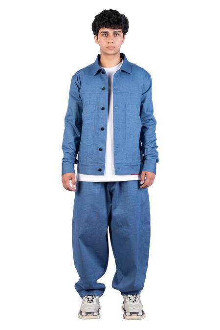 Theorem_Blue 100% Cotton Bio-washed Explora Melange Denim Pant  _Online_at_Aza_Fashions