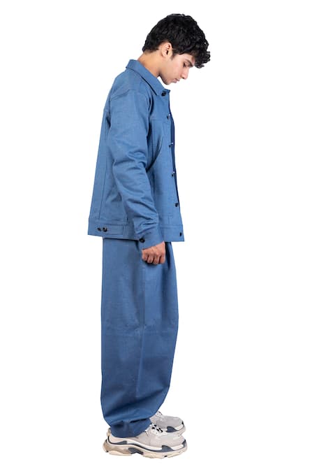 Buy_Theorem_Blue 100% Cotton Bio-washed Explora Melange Denim Pant  