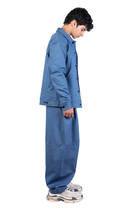 Buy_Theorem_Blue Cotton Explora Melange Denim Jacket 