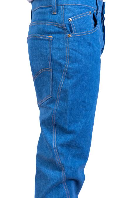Shop_Theorem_Blue Cotton Denim Meander Seam Trouser  _Online_at_Aza_Fashions