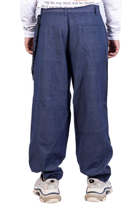 Shop_Theorem_Blue Cotton Denim Loose Fit Trouser  _Online_at_Aza_Fashions