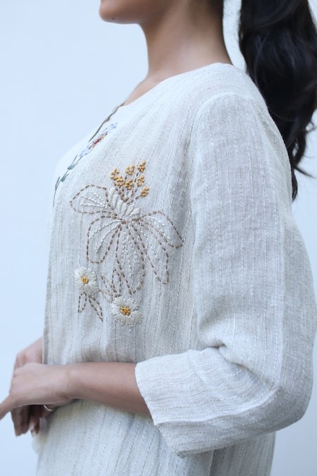 Shop_Linen Bloom_Beige Placement Floral Embroidered Cape _Online_at_Aza_Fashions