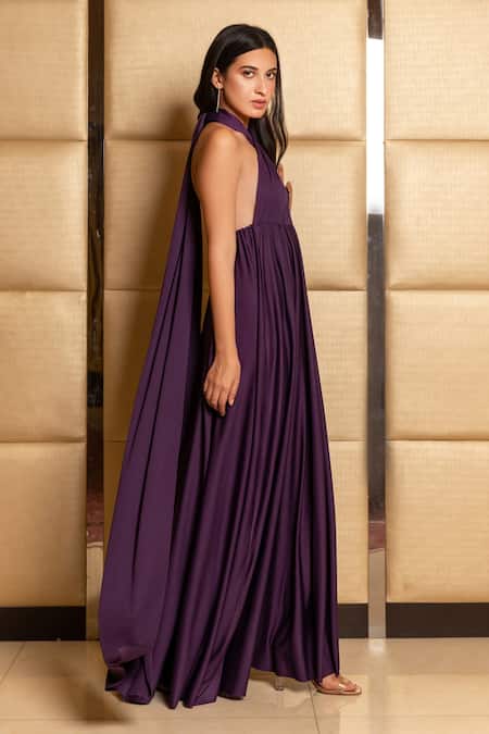 Purple Georgette Maxi Dress For Party - Unleash Your Inner Elegance