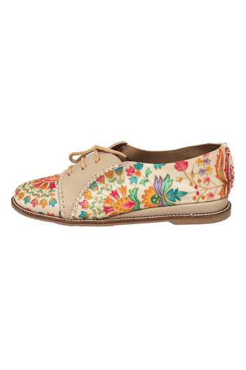 Kkarma Accessories_Multi Color Ananya Floral Embroidered Oxfords_Online_at_Aza_Fashions