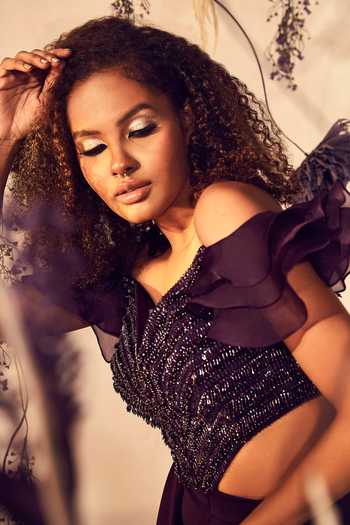 Buy_BABITA M_Purple Organza, Crepe Embroidery Sweetheart Neck Cut Out Bodice Jumpsuit _Online_at_Aza_Fashions