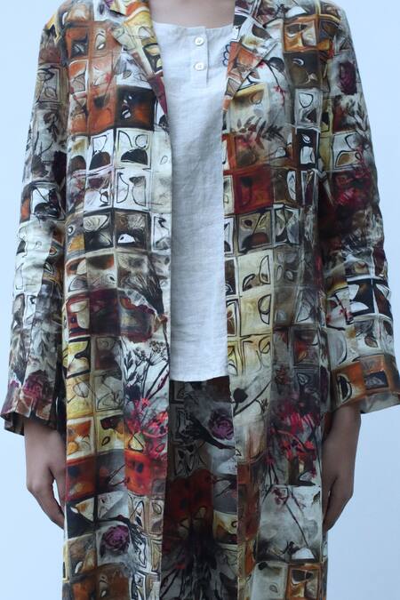 Shop_Linen Bloom_Multi Color Tile Print Cape _Online_at_Aza_Fashions
