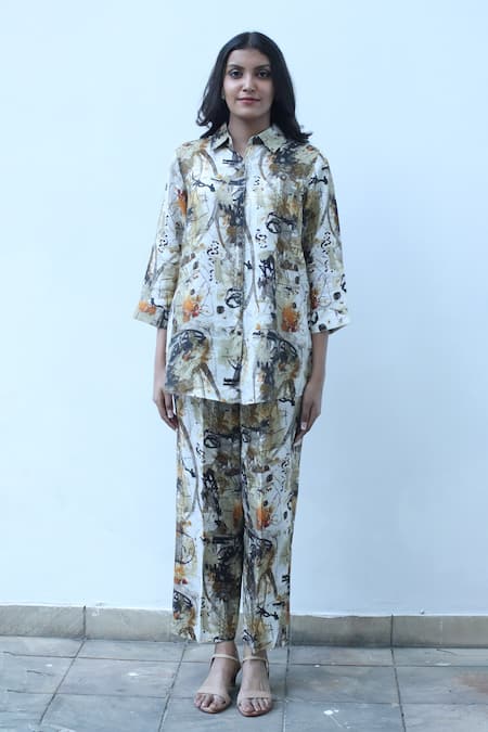 Buy_Linen Bloom_Multi Color 100% Linen Digital Splash Pant _Online_at_Aza_Fashions