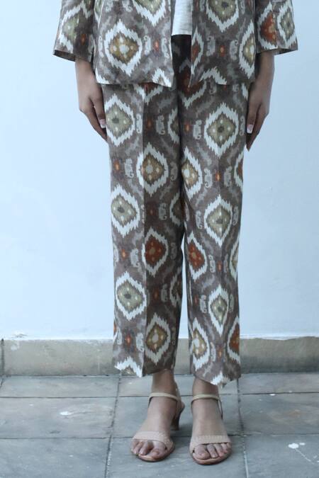 Linen Bloom Grey Linen Jaipur Print Pant Online at Aza Fashions Linen Bloom_Grey Linen Jaipur Print Pant _Online_at_Aza_Fashions