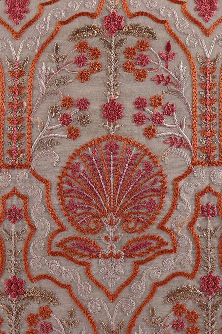 Khaabka_Pink Chanderi Silk Embroidery Floral Pattern Cushion Cover - Set Of 2_Online_at_Aza_Fashions