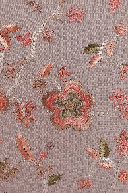 Buy_Khaabka_Pink Cotton Linen Embroidery Blossom Cushion Cover - Set Of 2_Online_at_Aza_Fashions